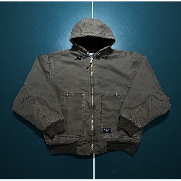 Walls Other - Vintage Walls Work Wear Jacket Men's Large Brown Duck Canvas Fleece Lined Hooded